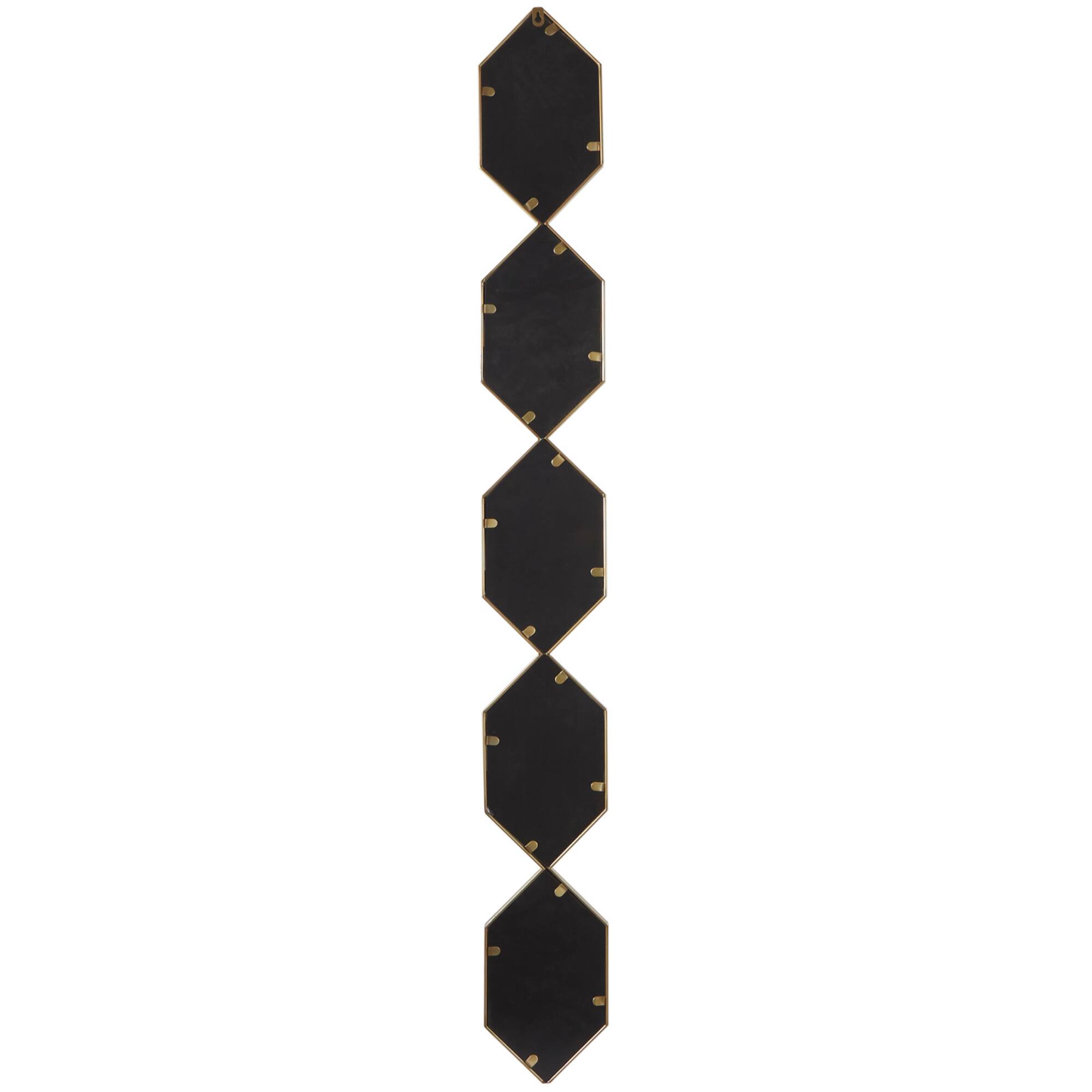 Gold Metal Slim Stacked Chain 5 Layer Wall Mirror with Trellis Pattern 7" x 1" x 59"